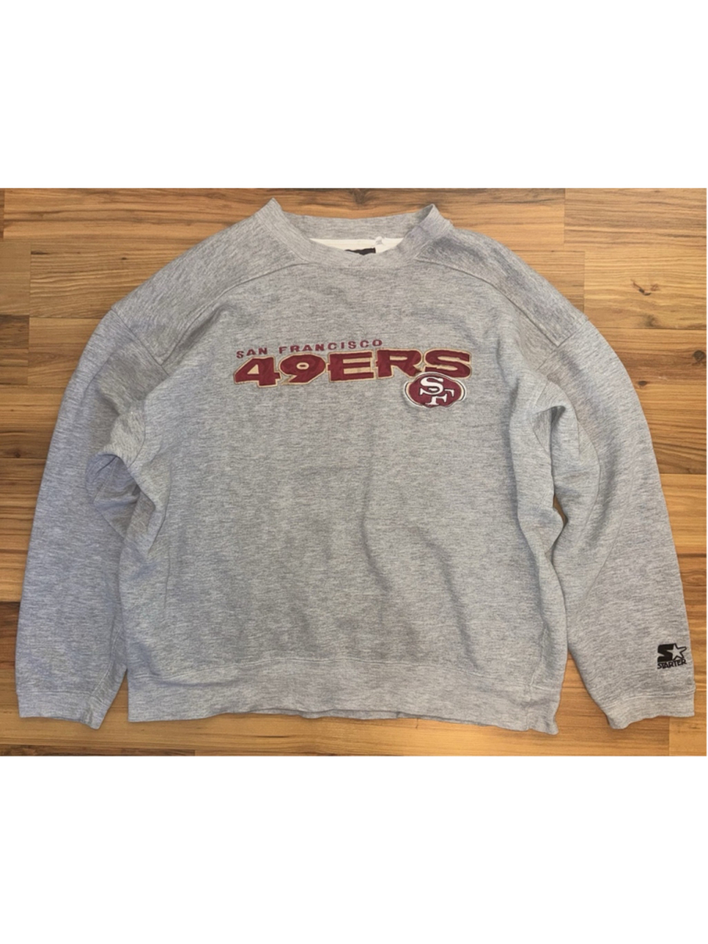 Vintage 90s Starter San Francisco 49ers Sweatshirt Large NFL Embroidered Gray